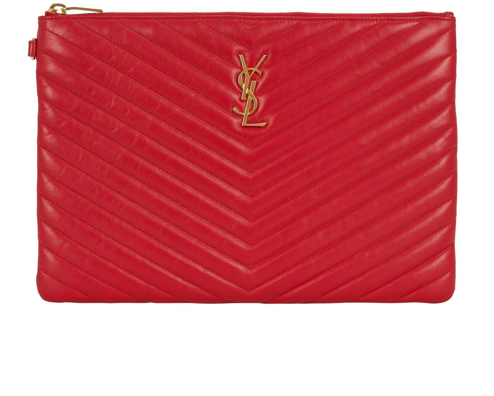 YSL Saint Laurent CASSANDRE MATELASSÉ POUCH IN LEATHER RED RRP £675