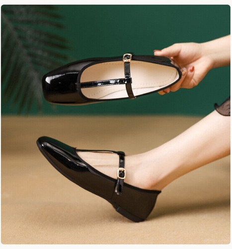 Womens Flat Shoes T-strap Soft Bottom Loafers Flat Boat Shoes Ballet Mary Jane - Picture 5 of 24