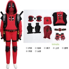 Deadpool & Wolverine Kidpool Children Costume Boys Hoodie Pants Top Mask Cosplay
