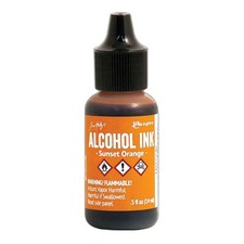 Ranger, Tim Holtz, Alcohol Ink, Sunset Orange Alcohol Ink, .5 fl oz, Orange Ink