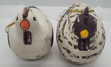 2 Vintage Foreside Chickens Ornaments Folk Art