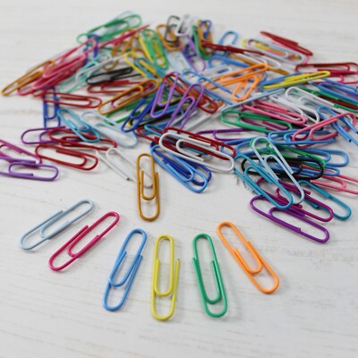 Paper Clips 33mm Large Assorted Colour Mix Packs of 200 to 1000 Clips ...