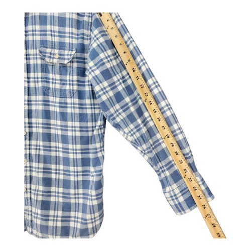 Old Navy Mens Shirt Flannel Heavy Blue Plaid XL Button Up Long Sleeve Work Cozy - Picture 5 of 9