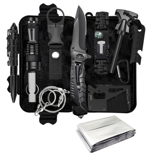 12 in1 Outdoor Emergency Gear Survival Kit Camping Hiking Tactical Equipment Set