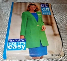 BUTTERICK SEE & SEW PATTERN 6565 ~ MISSES DRESS & JACKET  ~ SIZE 12 14 16 *UNCUT
