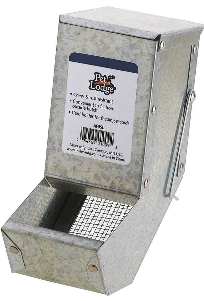 Pet Lodge AF3S 3" Metal Small Animal Feeder Sifter Bottom With Lid Galvanized