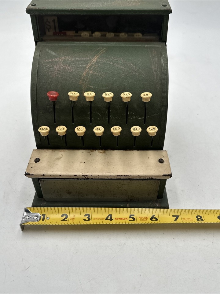 Vntg Tom Thumb Toy Cash Register Green Metal 1950 Western Stamping Co