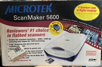 Microtek ScanMaker 5600 FLAT BED 4800x2400 DPI Scanning W/ MP3 Player No Cords