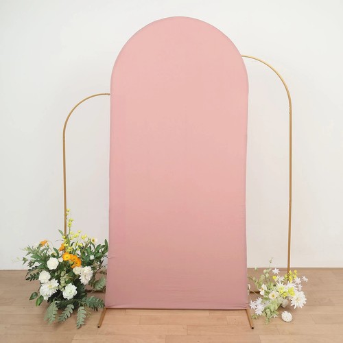 7 ft DUSTY ROSE Matte Fitted Spandex Round Top Arch Backdrop STAND COVER Party - Bild 1 von 8