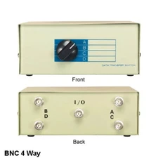 KNTK BNC 4 Way Data Transfer Switch Box Rotary Type for CCTV DVR Display Monitor
