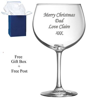 Personalisierter gravierter Wacholder Gin Ballon 24 Unzen Glas Weihnachten Weihnachtsgeschenk verpackt
