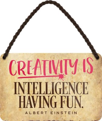 Blechschild Albert Einstein Spruch  Creativity is...  18x12cm