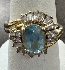 Beautiful Sterling Silver 925 Vermeil CZ Ring Size 8