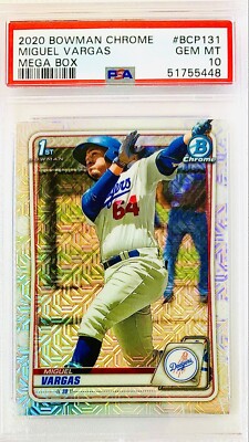 2020 Bowman Chrome Miguel Vargas Mega Box 1st Bowman Mojo Refractor PSA 10   RC