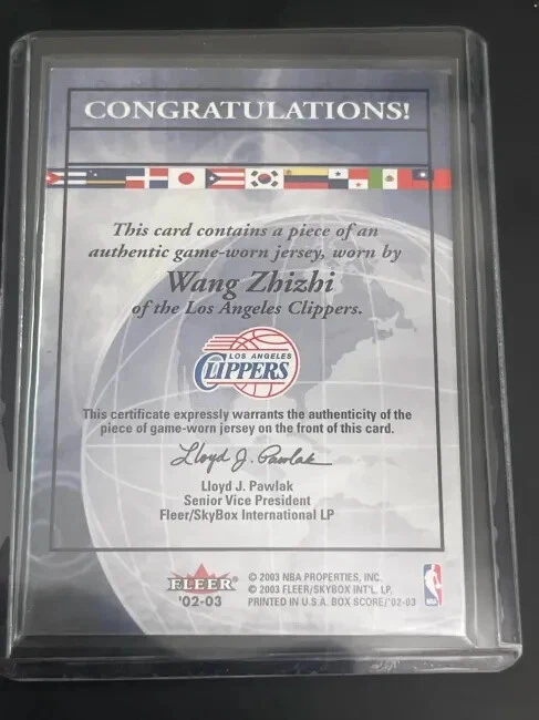 2002-03 Wang Zhizhi Fleer Box Score "Around the World" Clippers Game Worn Jersey - Image 2 of 2