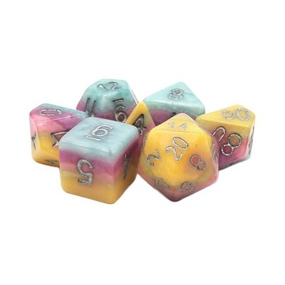 Old School Dice Gradient Dice Poly Set Crystal Mine w/Silver (7) New
