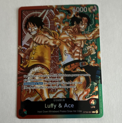 #ad Bandai One Piece Card Game Luffy amp; Ace ST30 001 Starter Deck Ex Eng Foil $110.00