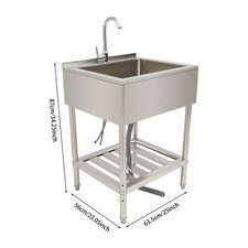 Laundry Stainless Steel Single Bowl Laundry Sink Commercial Sink With Faucet