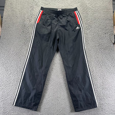 VTG Adidas Pant Womens L Black Polyester Track Mesh Lined Straight Performance