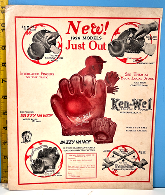 #ad 1926 Ken Wel Dazzy Vance Baseball Glove Bambino Bats Baseball Magazine Print Ad $128.88