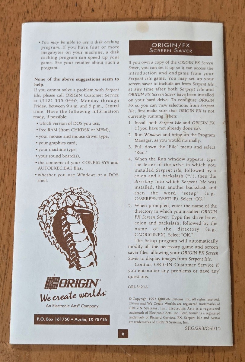 Ultima VII Part Two Serpent Isle Origin IBM PC Big Box Game Complete CIB Map