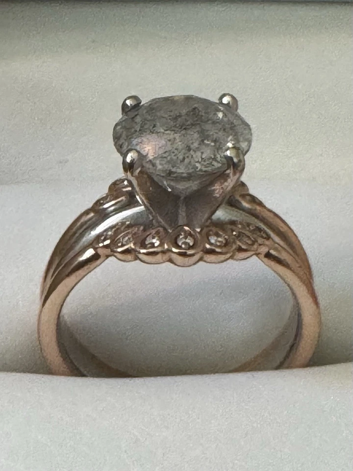 Anillo solitario vintage corte rosa sal y pimienta dlamond 2ct Foto 2 de 4