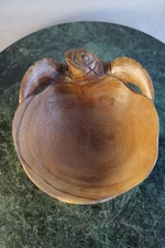 Handcrafted Wooden Honu Sea Turtle Bowl From Hawaii 6in One Piece Of Wood
