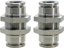 2Pcs 304 Stainless Steel Bulkhead Union 3/8" x Tube OD 3/8 OD, Silver 