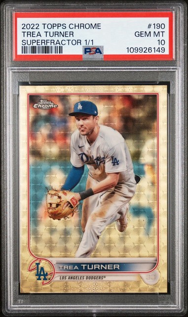 2022 Topps Chrome PSA 10 TREA TURNER 1/1 SUPERFRACTOR Los Angeles LA Dodgers!
