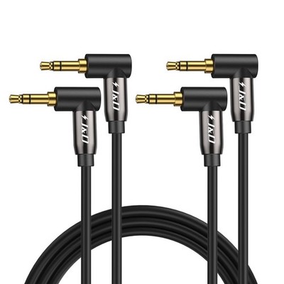 2 Pack Gold Plated 3.5mm Stereo Audio Aux Cable 90 Degree Right Angle Compati...