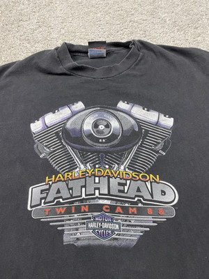 VTG Harley Davidson T-Shirt Men's XL Black Fathead Twin Cam 88  California 90s