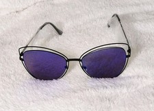 Ellen Tracy Cat-Eye Sunglasses Blue Mirrored Lens ET 736 02C 60-19-136 Cat 3