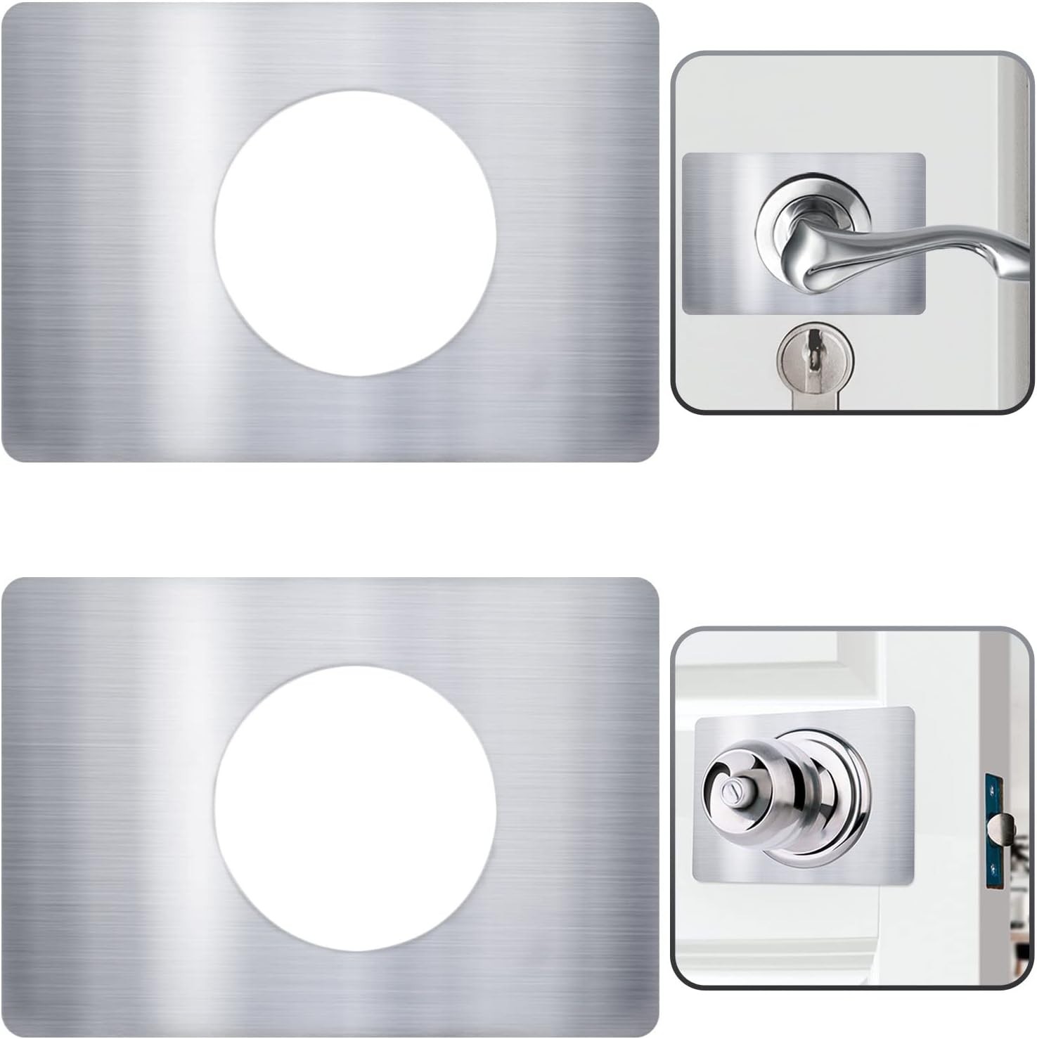 2pcs Door Hole Cover Plate Repair Plate Door Reinforcement Plate for Door Knob