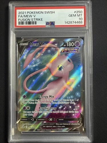 PSA 10 2021 MEW V 250/264 FUSION STRIKE Full Art Pokemon Card