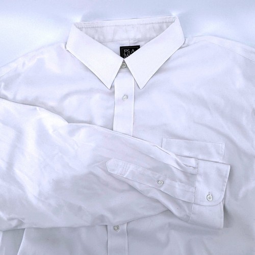 Jos. A. Bank Traveler White Dress Shirt Mens 18.5 36 Traditional Fit Cotton