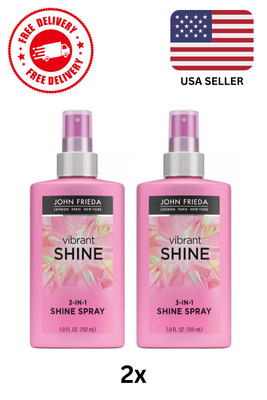 2x John Frieda Vibrant Shine Heat Protection Detangling 3 in 1 Shine Spray 5.0oz