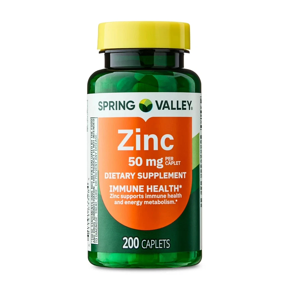 Spring Valley Zinc 50mg Caplets- 200 Count new free shipping - Image 3 of 4