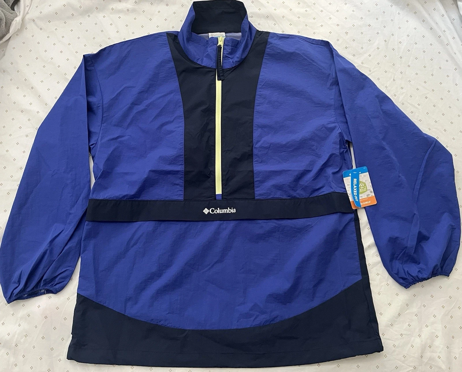 Columbia Half-Zip Windbreaker Jacket Blue Black