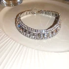 Silver Choker Necklace Crystal Rhinestone Wide Diamante Shine Sparkly Party Gift