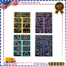 32Pcs Metal Brain Teaser Puzzle Set with Pouch Steel IQ Mind Game for Adults Kid
