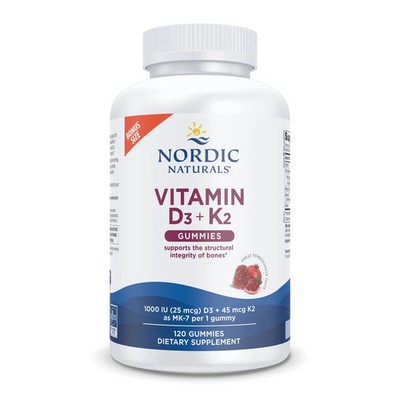 Nordic Naturals Vitamin D3+K2 Gummies -  Cholecalciferol Vitamin D3 + K2 120 Ct