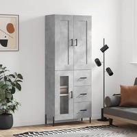 Schmales Modernes Wohnzimmer Highboard Betongrau 69,5X34X180 Cm Holzwerkstoff