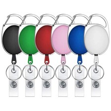 6 Pack Heavy Duty Retractable Badge Reel ID Card Holder with Belt Clip