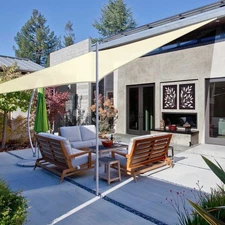 Sun Shade Sail 13x10Ft UV Block Rectangle Canopy Outdoor Patio Pool Rice White