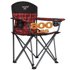 Oversized Folding Camping Chair 800 LBS Heavy Duty for Big Tall People Red Pa...