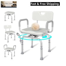 360 Swivel Shower Chair with Back and Arms, 400lbs Heavy Duty Adjustable Bath...