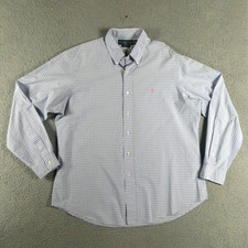 Ralph Lauren Shirt Mens XL Blue Gingham Check Long Sleeve Custom Fit Pony