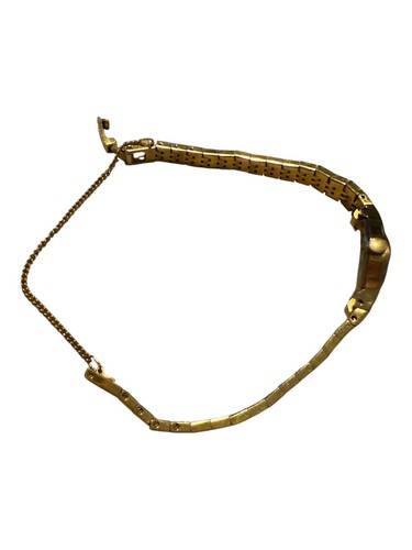 Vintage Dainty Pulsar Gold Tone Watch Quartz Safety Chain Bezel MCM Untested - Afbeelding 4 van 16