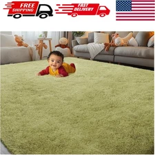 Plush 6x9 Grass Green Shag Area Rug - Elegant Softness for Modern Homes