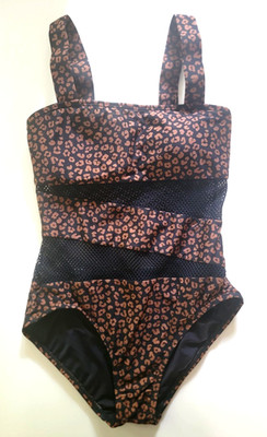 Carmen Marc Valvo Style C3D809A Bathing Suit Size 8 Animal Print Black Net